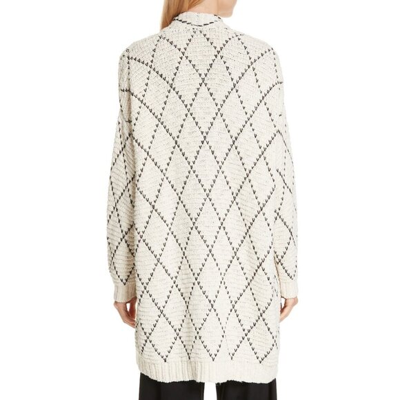 New w/Tags Eileen Fisher L/XL - Argyle Kimono Cardigan - Heavy Cotton Cardi Coat - Picture 7 of 10